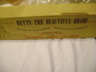 Betty The Beautiful Bride Vintage 1950s Doll Original Box 30 Tall 