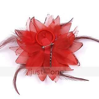   Tribal Party Wedding Feather Hair Head Flower Pin Brooch Clip  