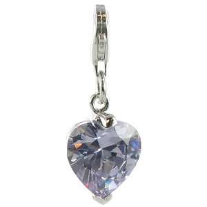   CZ Heart Clip on Charm for Thomas Sabo style bracelets and necklaces