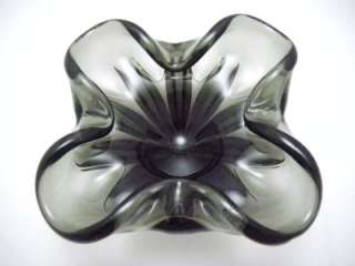 Murano 1950s Clear Black Smokey Glass Candy Dish Ash Tray Excellent 