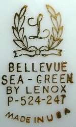 LENOX china BELLEVUE SEA GREEN Oval Serving Platter 17  