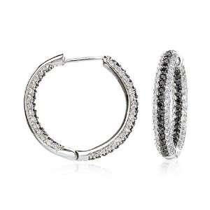  Micro Pave White & Black CZ Hoop Earring: Cheline: Jewelry