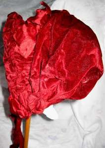   Ruby Red Velvet Bonnet Silk Ribbon Trim & Ties Syracuse NY  