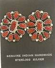   Cluster Clip Earrings, Native American Ben James Navajo Sterling New