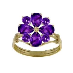  Genuine Amethyst 14k Gold Flower Promise Ring: Jewelry