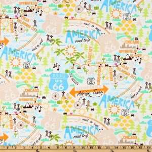  44 Wide City Map White/Yellow/Green Fabric By The Yard 