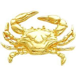  14K Yellow Gold Blue Crab Slide Pendant Jewelry New 