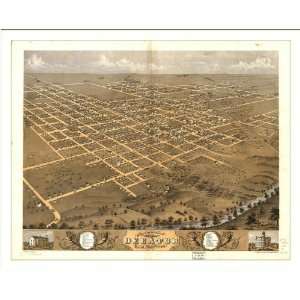  Historic Decatur, Illinois, c. 1869 (M) Panoramic Map 