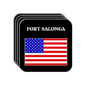 US Flag   Fort Salonga, New York (NY) Set of 4 Mini Mousepad Coasters