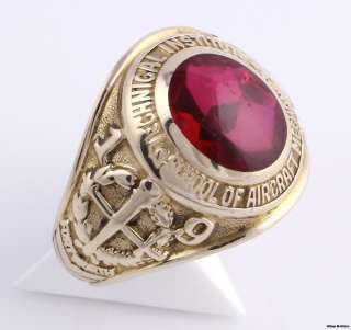 Tech Institute School of Aircraft Mechanics Syn Red Spinel Class Ring 
