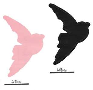 Heidi Swapp~BIRD Black+Pink~ 5 Clear Stickers 2pc  