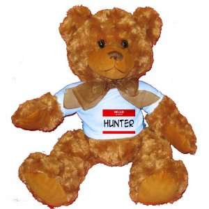   my name is HUNTER Plush Teddy Bear with BLUE T Shirt: Toys & Games