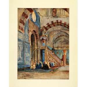 1907 Print Blue Mosque Cairo Egypt Prayer Muslim Islam 