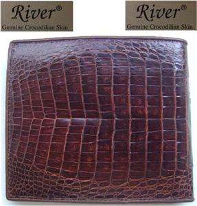   Wide Genuine Crocodile Baby Belly Skin Mens Leather Wallet Auth RIVER