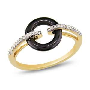 Sterling Silver 1 CT TGW Black Onyx 1/10 CT TDW Diamond Fashion Ring 