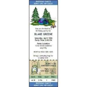  Camping Out Birthday Party Ticket Invitation Health 