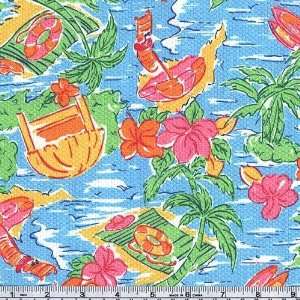  60 Wide Cotton Pique Hawaiian Vacation Fabric By The 