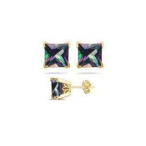   96 Cts Mystic Green Topaz Stud Earrings in 14K Yellow Gold: Jewelry