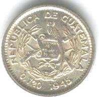 GUATEMALA COIN 5 CENTAVOS 1945 UNC  