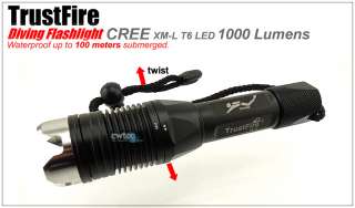 TrustFire TR J1 Diving 1000Lm CREE XM L T6 LED Flashlight Torch 