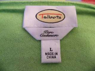 TALBOTS Bright Green 100% Cashmere Sweater  Size Large  