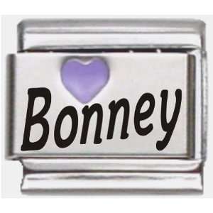  Bonney Purple Heart Laser Name Italian Charm Link Jewelry