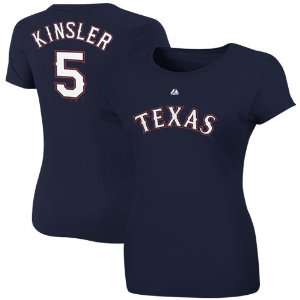  MLB Majestic Ian Kinsler Texas Rangers #5 Womens Player T 