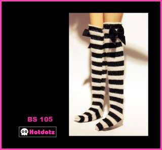   Stockings Socks For Blythe/ Pullip/ Hujoo/ Lalaloopsy BS 105(BK & WH