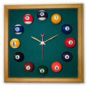   Square Billiard Clock Oak & Dark Green Mali Felt: Sports & Outdoors