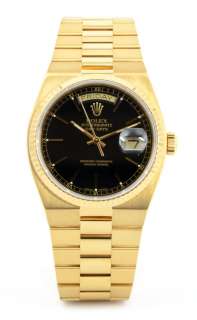 Rolex Men 18k Gold President Daydate Quartz Black Dial Authentic 