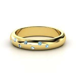    Starry Night Band, 14K Yellow Gold Ring with Blue Topaz: Jewelry