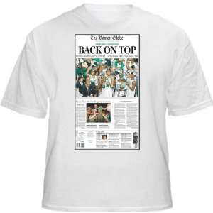  2008 Boston Globe Celtics Back on Top T shirt(white 