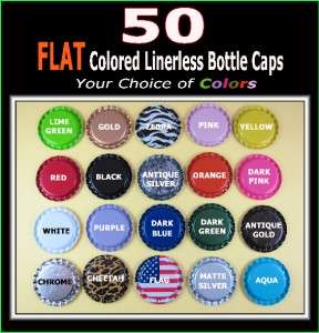50 NEW FLAT COLORED BOTTLE CAPS YOUR CHOICE OF COLORS  