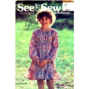  See & Sew 6007 Sewing Pattern Girls Flared Drawstring Neck 