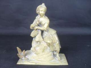 Victorian Bronze Tambourine Woman Statue, Clock TOPPER  