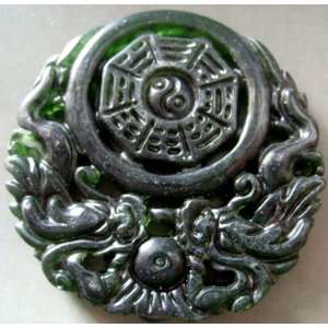   Jade Twin Dragons Tai Ji 8 Diagram Amulet Pendant: Everything Else