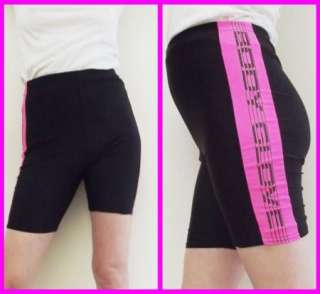 80s Vtg Shiny Spandex Body Glove Biker Shorts pink blac  