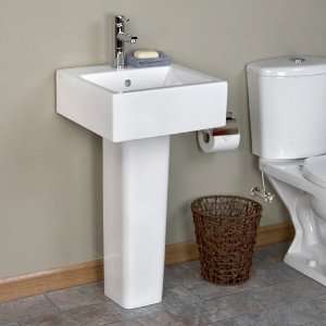  Arena Pedestal Sink   Single Hole Faucet Drilling   White 