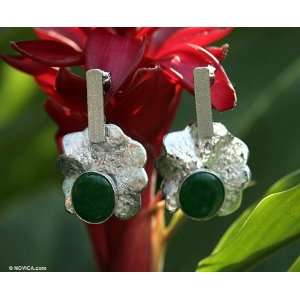  Jade earrings, Lotus Leaf 1.2 W 1.8 L