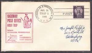 HIGHWAY POST OFFICE 1ST TRIP EVENT COVER 1955  