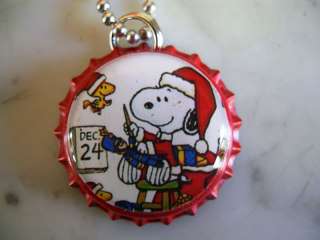 CHRISTMAS SNOOPY BOTTLE CAP NECKLACE  