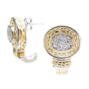  C.Z T/T Round Clip/Post Earring: Jewelry