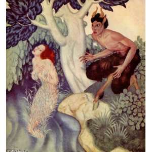   Made Oil Reproduction   Edmund Dulac   24 x 26 inches   Pan and Syrinx