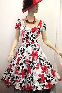   Floral Vtg 1950’s style Pin Up Swing Rockabilly Party Prom Dress