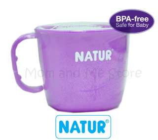 NEW 2x NATUR PURPLE BABY CUP HANDLE BPA FREE MICROWAVEABLE  