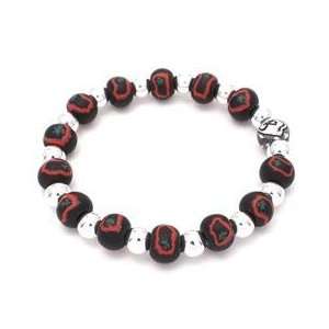 Buckeye O College Small Bead Bracelet with Silver Plate 