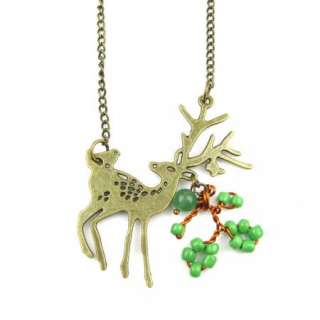   NECKLACE PENDANT deer antler branch fruits jewelry new G953  