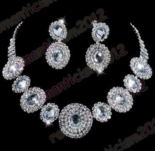 Free choker necklace earring set Czech crystal&acrylic  