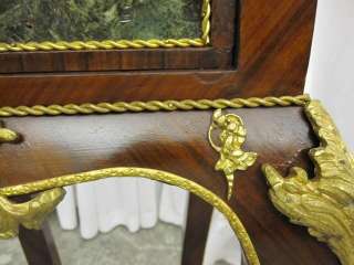 Marble Top Italian Style Table w Brass Trim & Inlay  