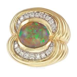   Ridge Black Crystal Opal set in Yellow Gold Gemstone Ring(5): Jewelry